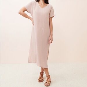 Jenni Kayne Cypress Caftan Cotton Gauze Midi Dress in Blush Size Small